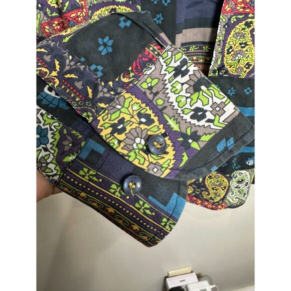 Signum Button Up Long Sleeve Shirt Fun Print Geometric Size Medium - Picture 3 of 8